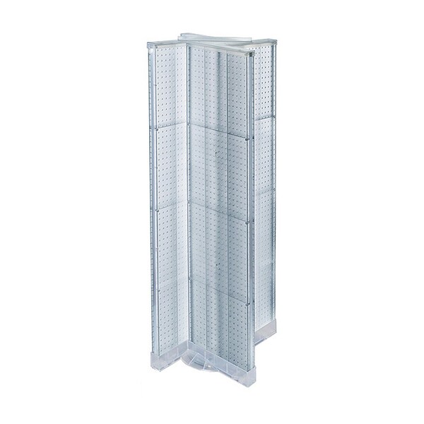 Pinwheel Pegboard Floor Display on Revolving Base. Spinner Rack Stand.